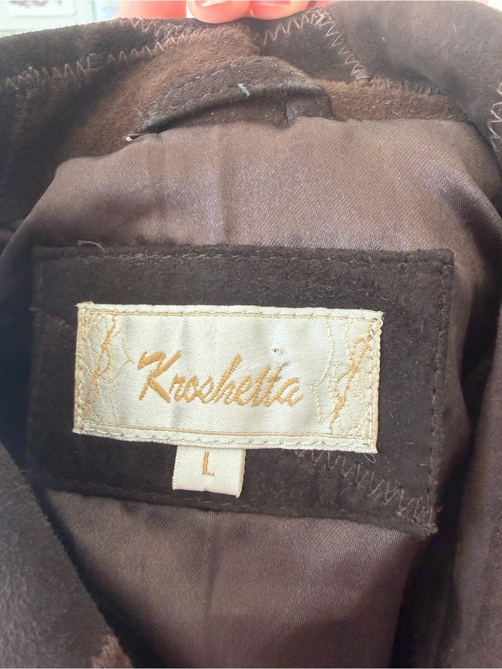 Women's Brown Beaded Suede cape/poncho - Picture 5 of 5